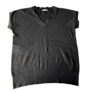 Vita Milano Womens Black Sleeveless V-Neck Knit Top Size M Rayon Blend Made In C